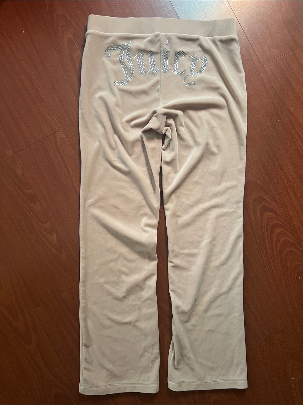 Juicy Couture Beige Velour Rhinestone Logo Pants